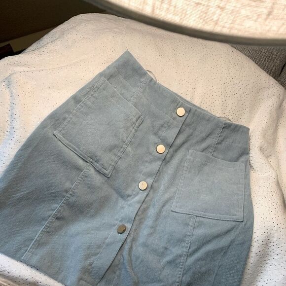 ROMWE Corduroy Button-Up Skirt - Picture 3 of 7